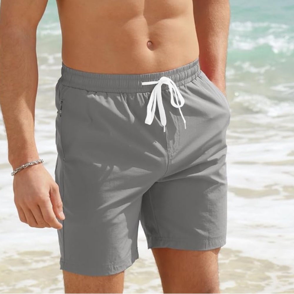 NWT Grey Swim Shorts with Drawstring